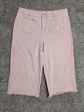 Women’s Pink Denim Wide Leg Capri Jeans
